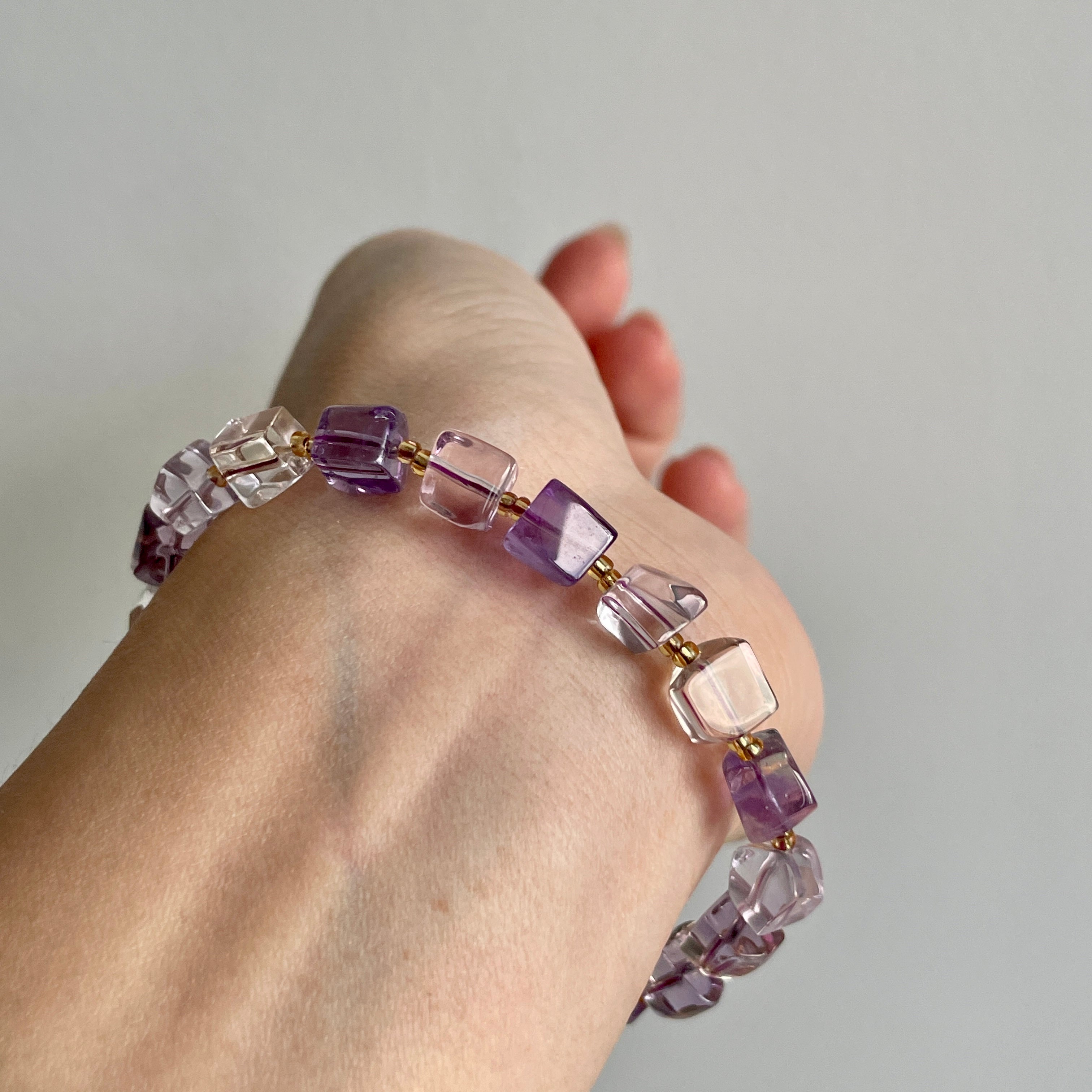 Ametrine Crystal bracelet – 2mm faceted – wire and clasp – 1pc - Moksa